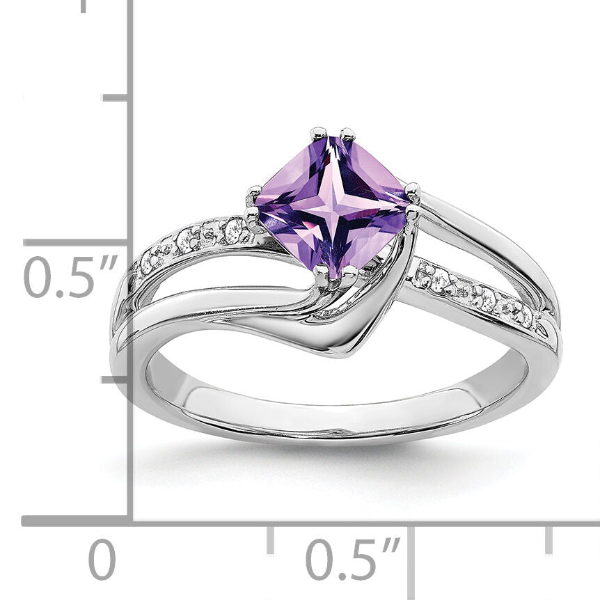 14k White Gold Amethyst and Diamond Ring-RM7116
