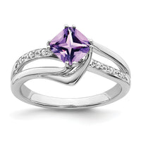 14k White Gold Amethyst and Diamond Ring-RM7116