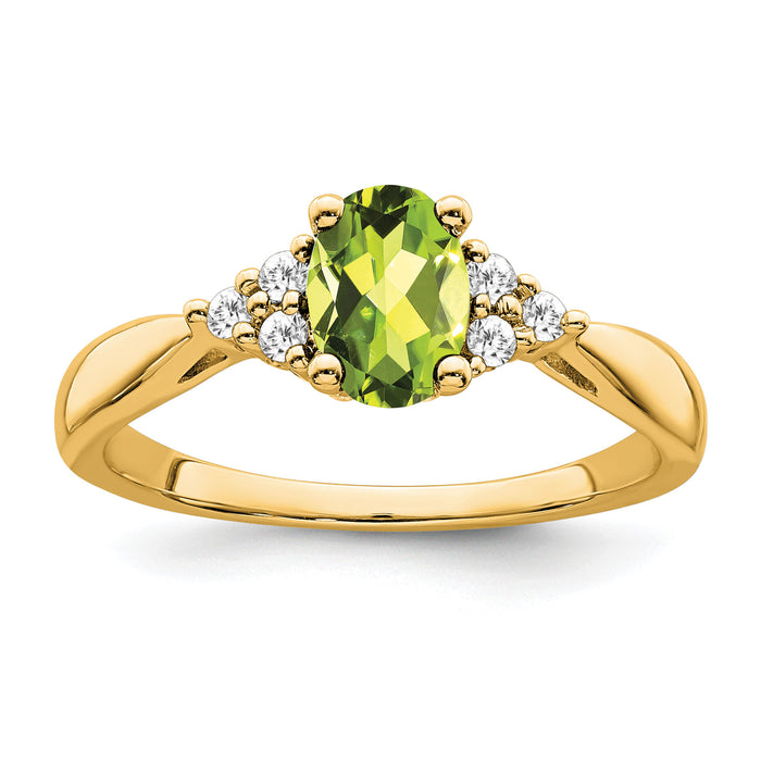 14k Peridot and Diamond Ring-RM7118