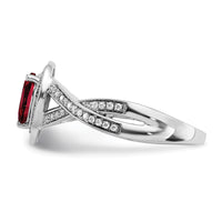 14k White Gold Pear Created Ruby and Diamond Halo Ring-RM7126