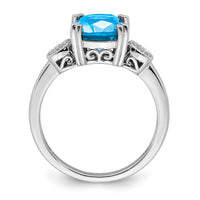 14k White Gold Blue Topaz and Diamond Ring-RM7130