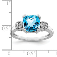 14k White Gold Blue Topaz and Diamond Ring-RM7130