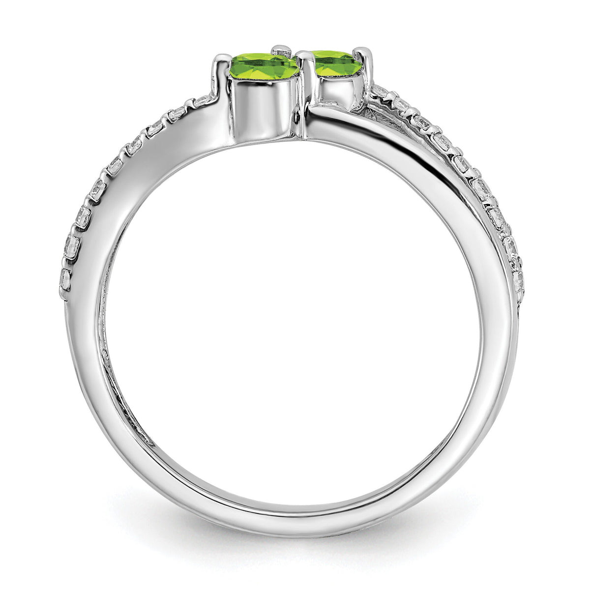 14k White Gold Peridot and Diamond 2-stone Ring-RM7142