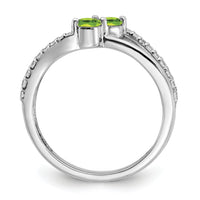 14k White Gold Peridot and Diamond 2-stone Ring-RM7142
