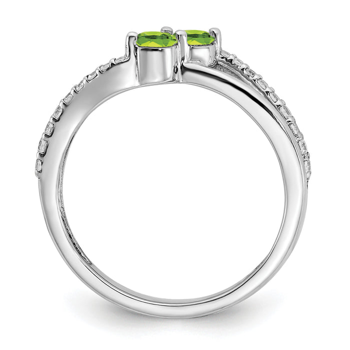 14k White Gold Peridot and Diamond 2-stone Ring-RM7142