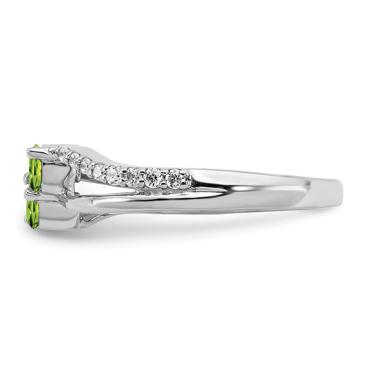 14k White Gold Peridot and Diamond 2-stone Ring-RM7142