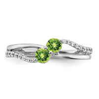 14k White Gold Peridot and Diamond 2-stone Ring-RM7142