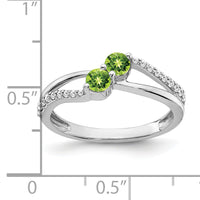 14k White Gold Peridot and Diamond 2-stone Ring-RM7142