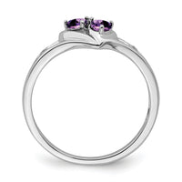 14k White Gold Amethyst and Diamond 2-stone Heart Ring-RM7149