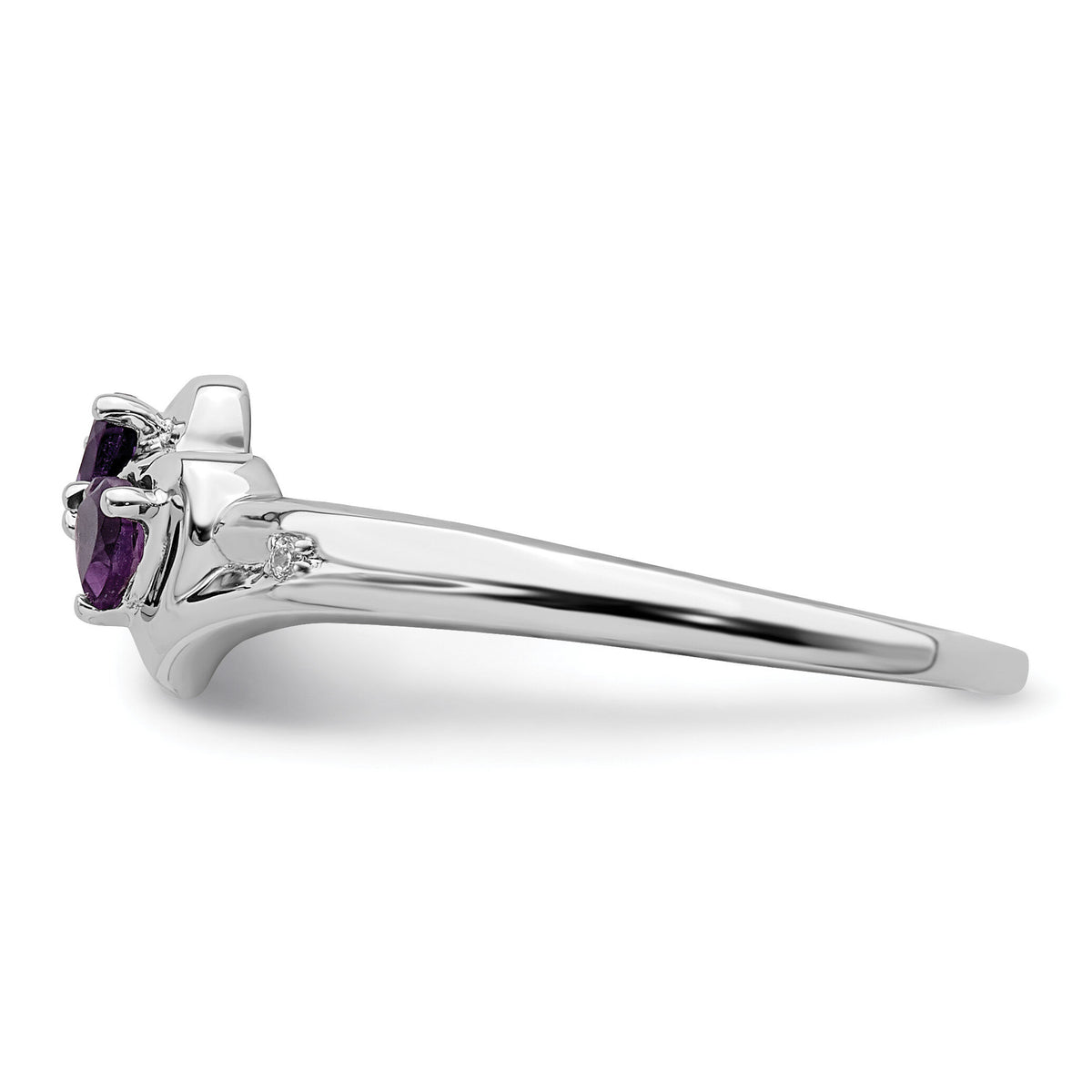 14k White Gold Amethyst and Diamond 2-stone Heart Ring-RM7149