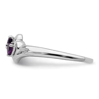 14k White Gold Amethyst and Diamond 2-stone Heart Ring-RM7149