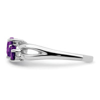 14k White Gold Amethyst and Diamond 2-stone Heart Ring-RM7150