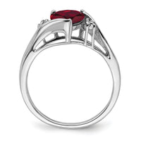 14k White Gold Created Ruby and Diamond Heart Ring-RM7151