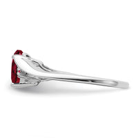 14k White Gold Created Ruby and Diamond Heart Ring-RM7151