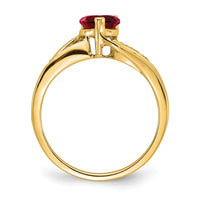 14k Created Ruby and Diamond Heart Ring-RM7152