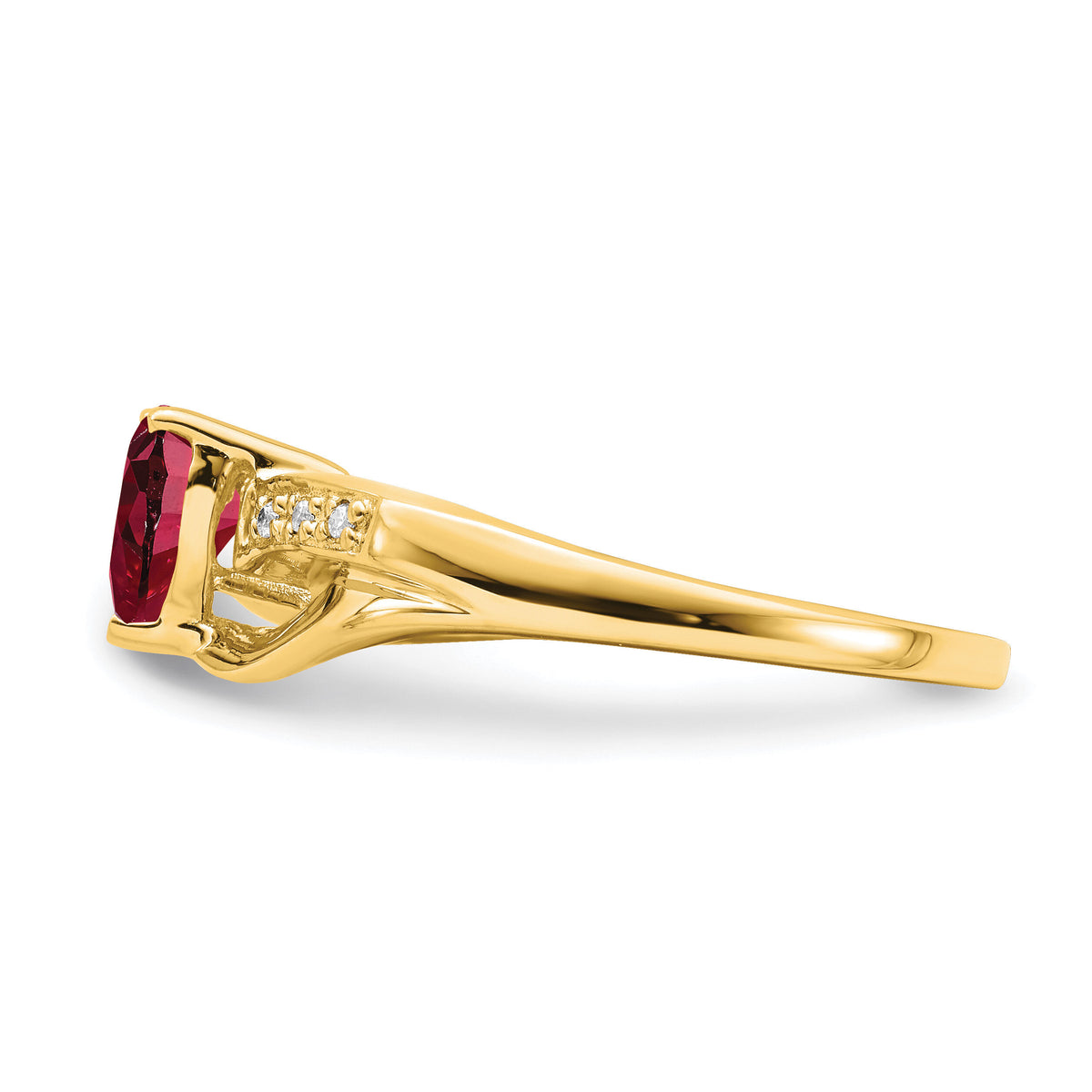 14k Created Ruby and Diamond Heart Ring-RM7152