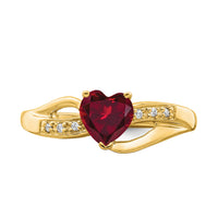 14k Created Ruby and Diamond Heart Ring-RM7152
