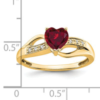 14k Created Ruby and Diamond Heart Ring-RM7152