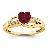 14k Created Ruby and Diamond Heart Ring-RM7152