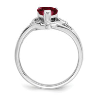 14k White Gold Created Ruby and Diamond Heart Ring-RM7153