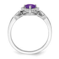 14k White Gold Amethyst and Diamond Heart Ring-RM7154