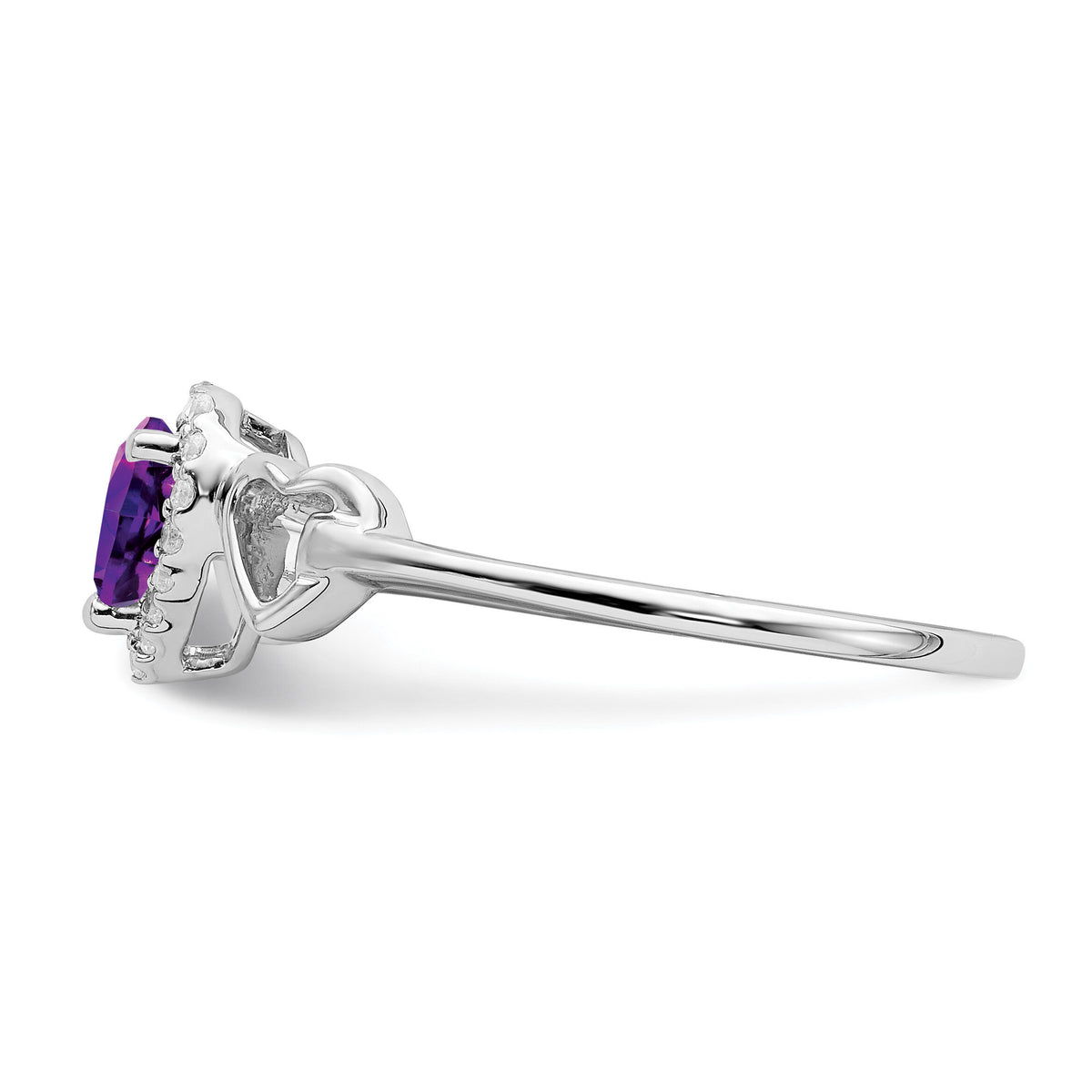 14k White Gold Amethyst and Diamond Heart Ring-RM7154