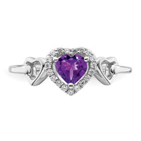 14k White Gold Amethyst and Diamond Heart Ring-RM7154