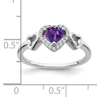 14k White Gold Amethyst and Diamond Heart Ring-RM7154