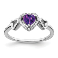 14k White Gold Amethyst and Diamond Heart Ring-RM7154