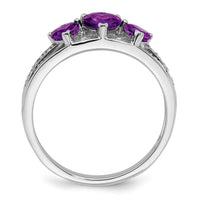 14k White Gold Amethyst and Diamond Heart Ring-RM7155