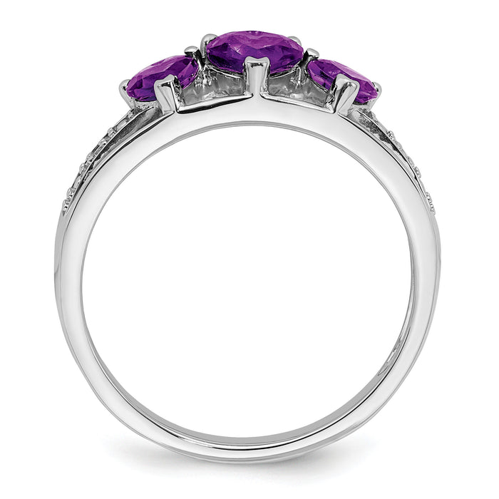 14k White Gold Amethyst and Diamond Heart Ring-RM7155