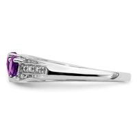 14k White Gold Amethyst and Diamond Heart Ring-RM7155