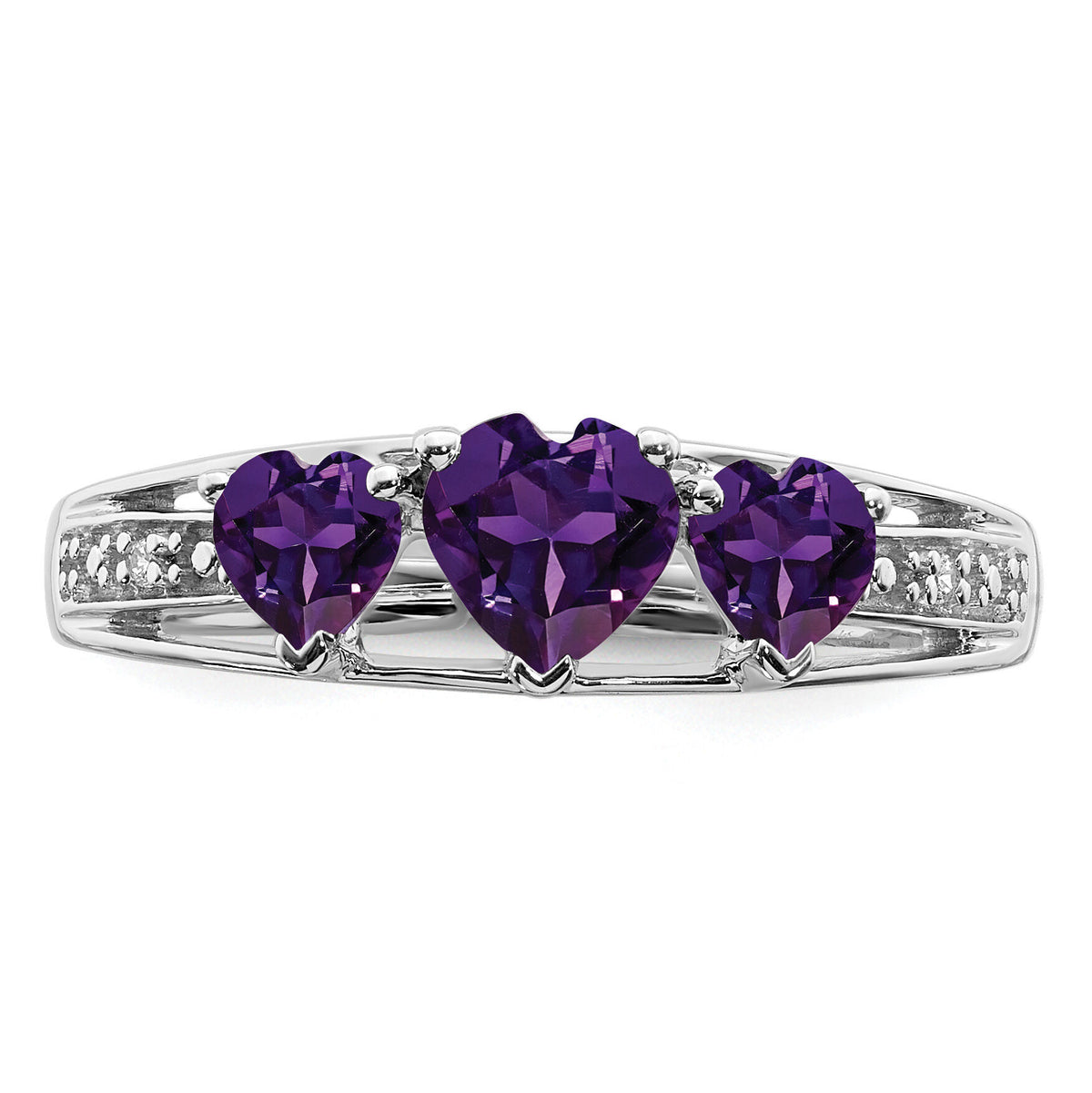 14k White Gold Amethyst and Diamond Heart Ring-RM7155