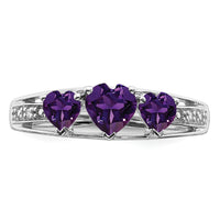 14k White Gold Amethyst and Diamond Heart Ring-RM7155