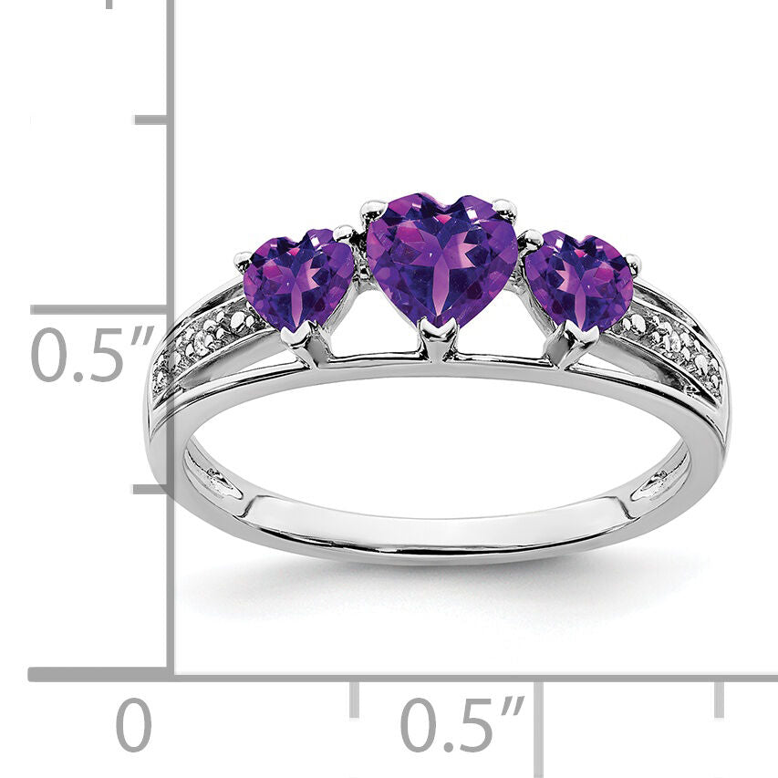 14k White Gold Amethyst and Diamond Heart Ring-RM7155