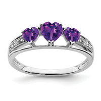 14k White Gold Amethyst and Diamond Heart Ring-RM7155