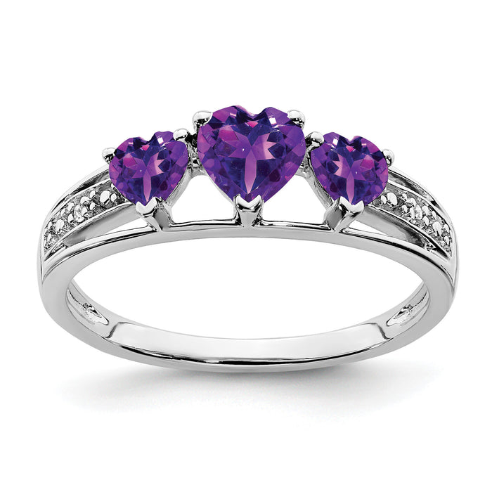 14k White Gold Amethyst and Diamond Heart Ring-RM7155