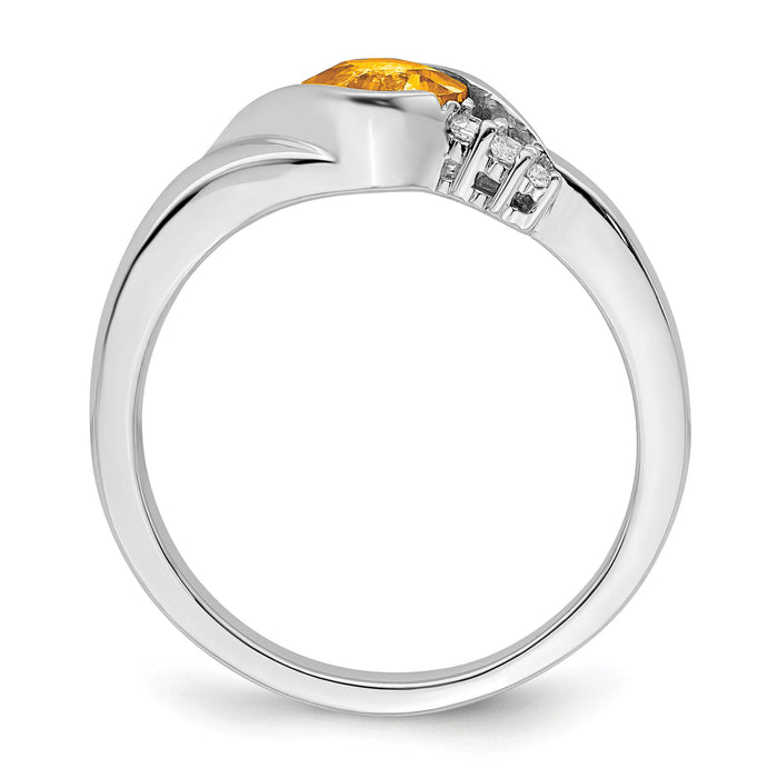 14k White Gold Citrine and Diamond Ring-RM7156