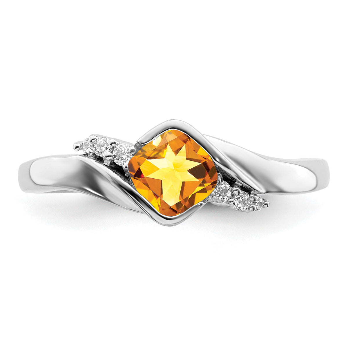 14k White Gold Citrine and Diamond Ring-RM7156