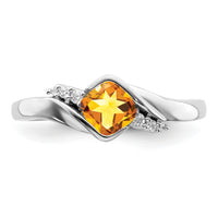14k White Gold Citrine and Diamond Ring-RM7156
