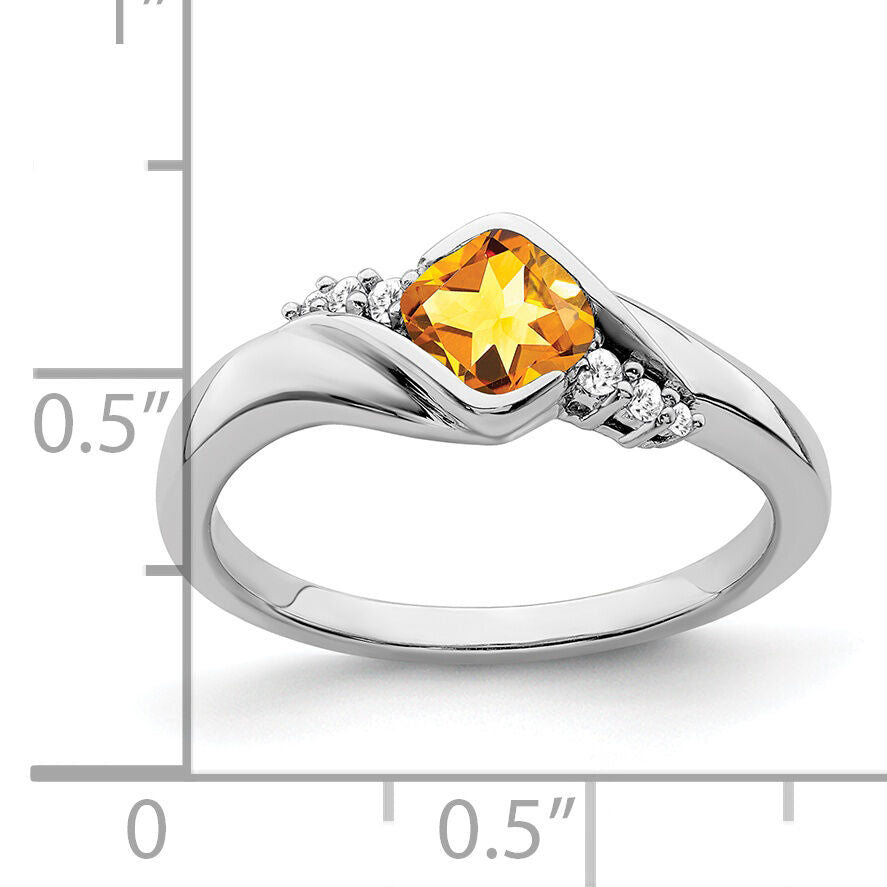 14k White Gold Citrine and Diamond Ring-RM7156
