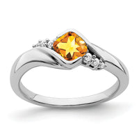 14k White Gold Citrine and Diamond Ring-RM7156