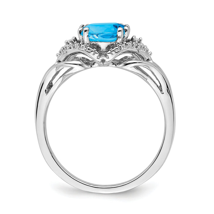 14k White Gold Blue Topaz and Diamond Ring-RM7157