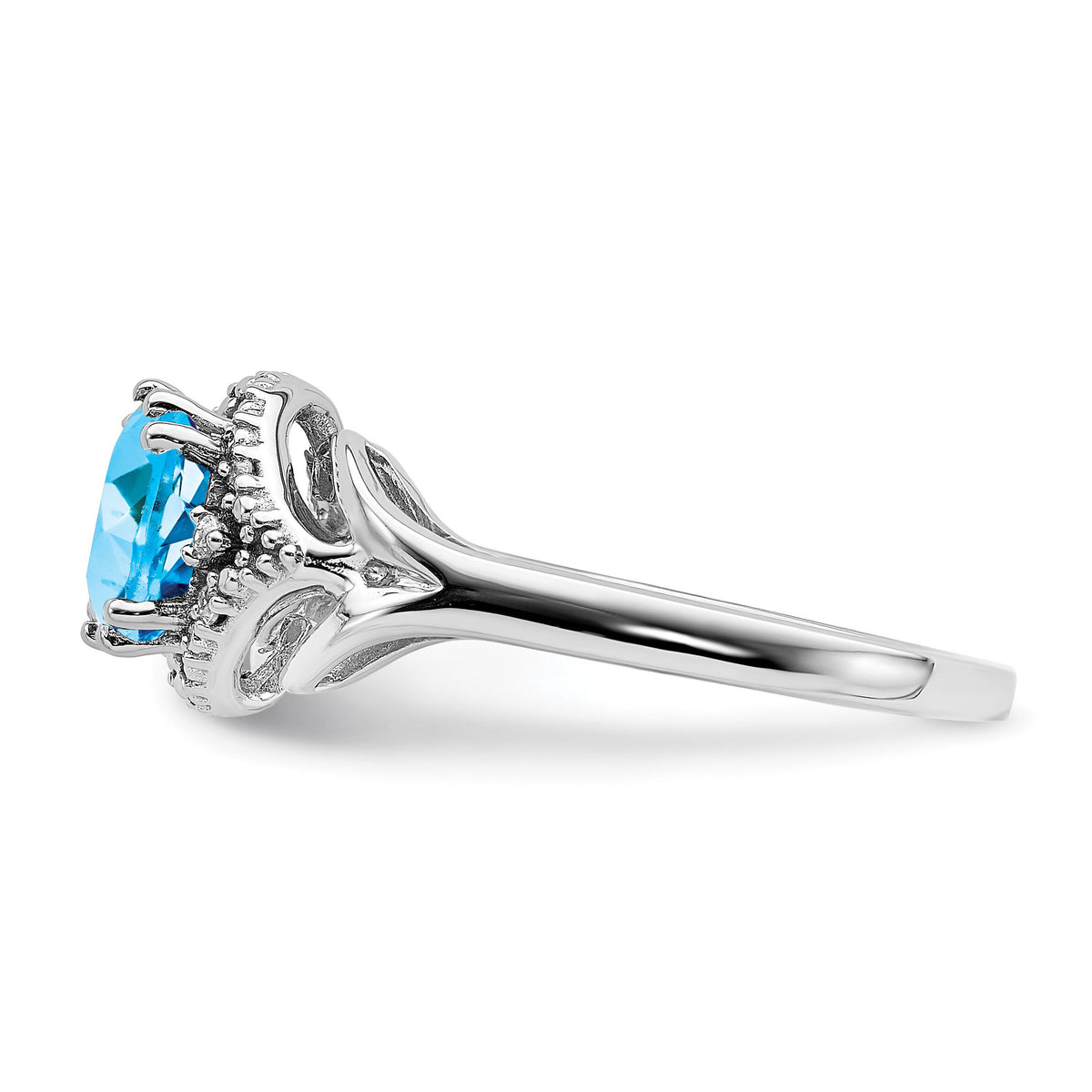 14k White Gold Blue Topaz and Diamond Ring-RM7157