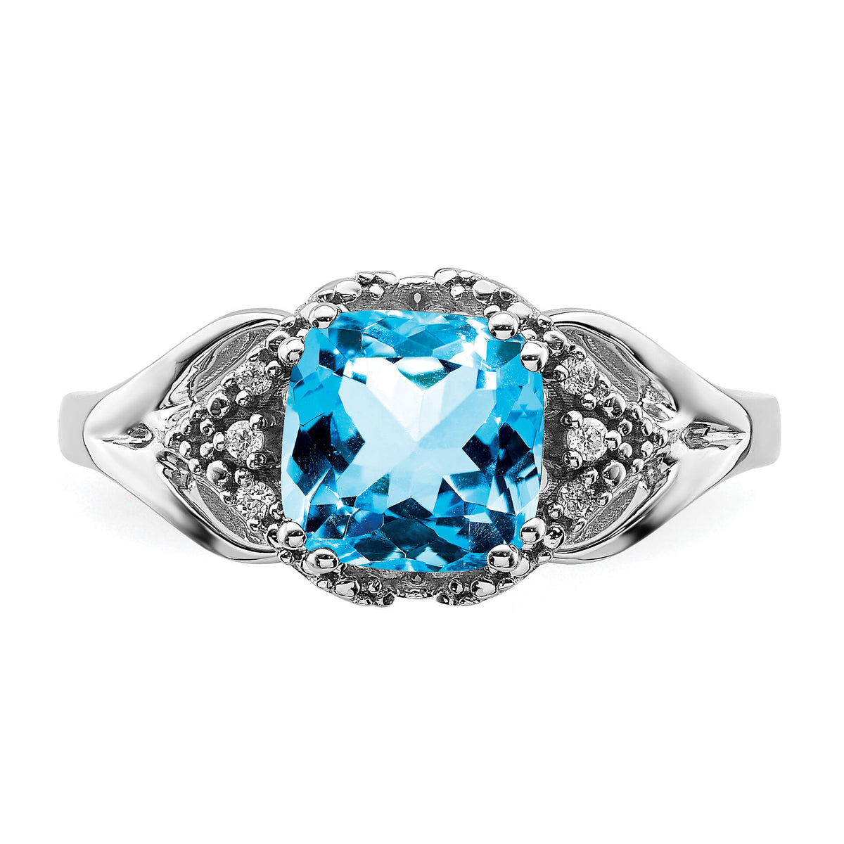 14k White Gold Blue Topaz and Diamond Ring-RM7157