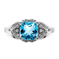 14k White Gold Blue Topaz and Diamond Ring-RM7157