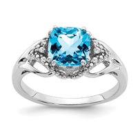 14k White Gold Blue Topaz and Diamond Ring-RM7157