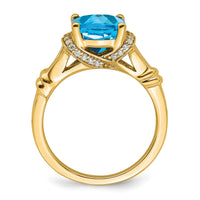14k Blue Topaz and Diamond Ring-RM7158