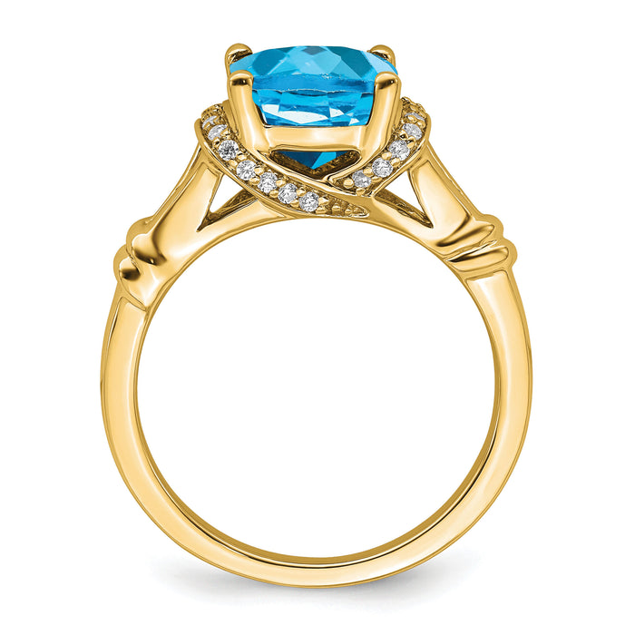 14k Blue Topaz and Diamond Ring-RM7158