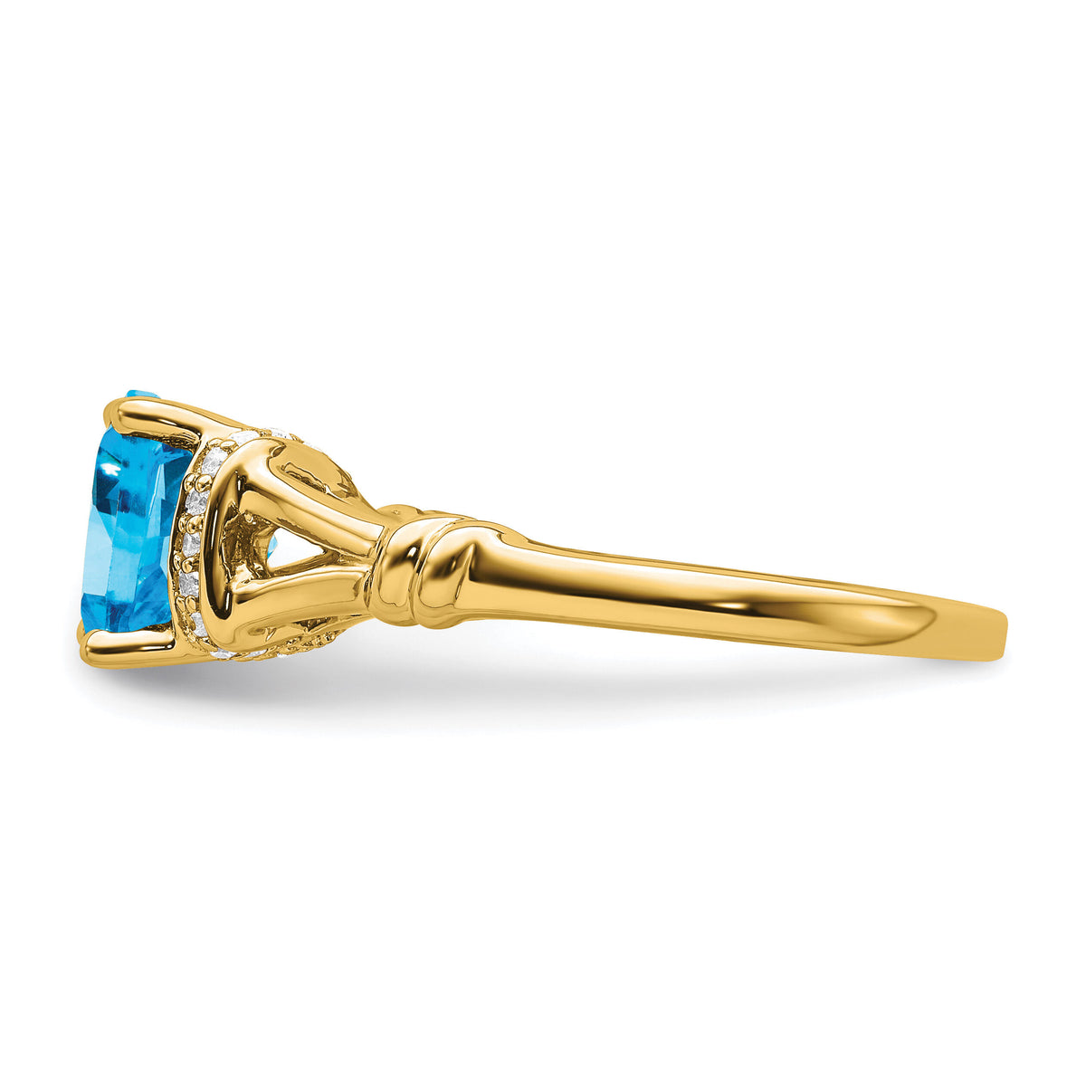 14k Blue Topaz and Diamond Ring-RM7158